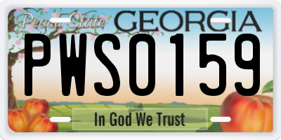 GA license plate PWS0159