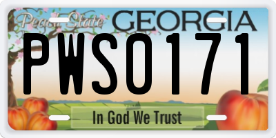 GA license plate PWS0171