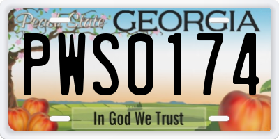 GA license plate PWS0174