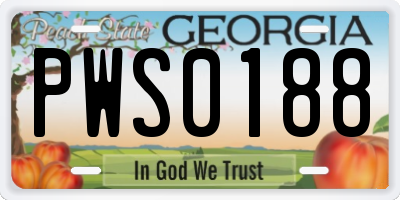 GA license plate PWS0188