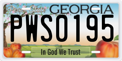 GA license plate PWS0195
