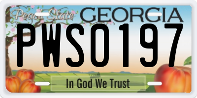 GA license plate PWS0197