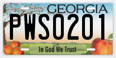 GA license plate PWS0201