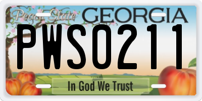 GA license plate PWS0211