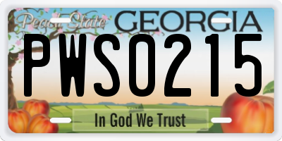 GA license plate PWS0215
