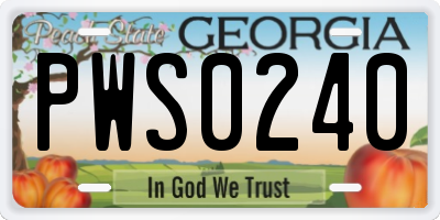 GA license plate PWS0240