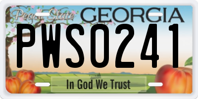GA license plate PWS0241