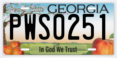 GA license plate PWS0251