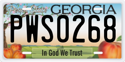 GA license plate PWS0268
