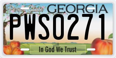 GA license plate PWS0271