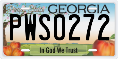 GA license plate PWS0272