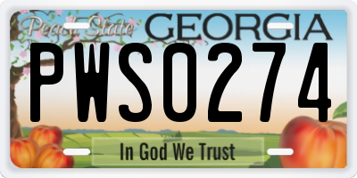 GA license plate PWS0274