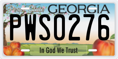 GA license plate PWS0276