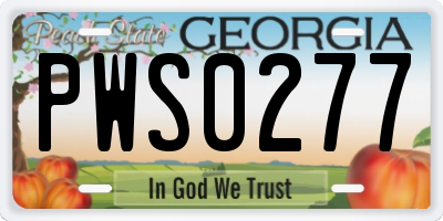 GA license plate PWS0277