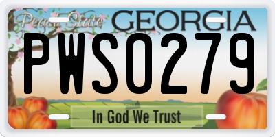 GA license plate PWS0279