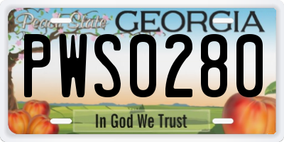 GA license plate PWS0280