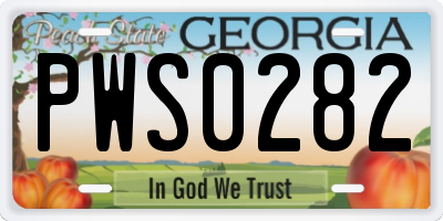 GA license plate PWS0282