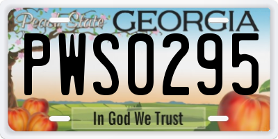 GA license plate PWS0295