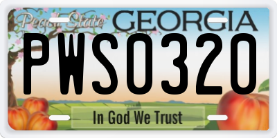 GA license plate PWS0320