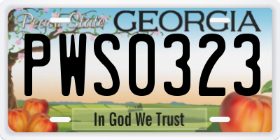 GA license plate PWS0323