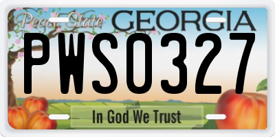 GA license plate PWS0327