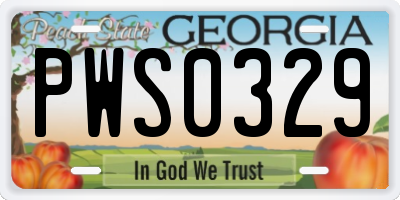 GA license plate PWS0329