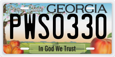 GA license plate PWS0330