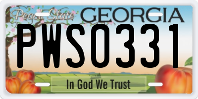 GA license plate PWS0331