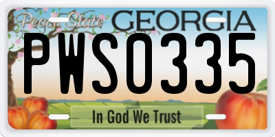 GA license plate PWS0335