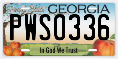 GA license plate PWS0336
