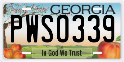 GA license plate PWS0339