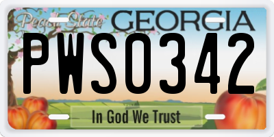 GA license plate PWS0342