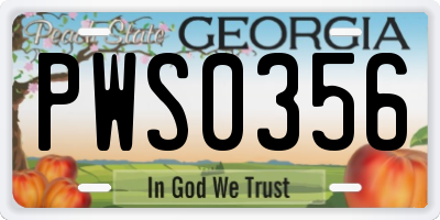 GA license plate PWS0356