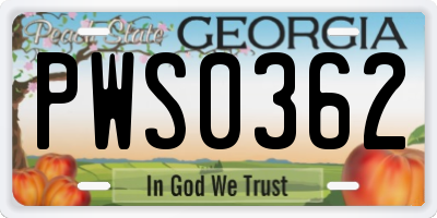 GA license plate PWS0362