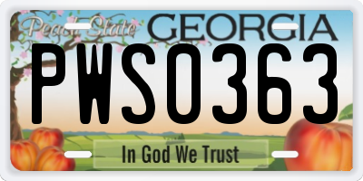 GA license plate PWS0363