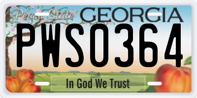 GA license plate PWS0364