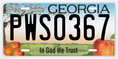 GA license plate PWS0367