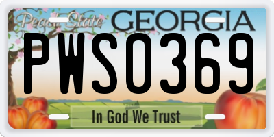 GA license plate PWS0369