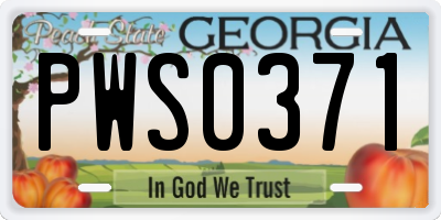 GA license plate PWS0371