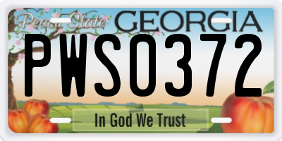 GA license plate PWS0372