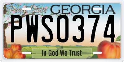 GA license plate PWS0374