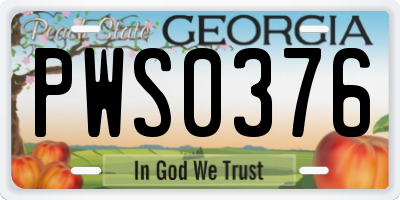 GA license plate PWS0376