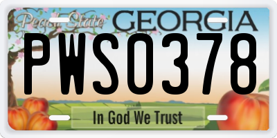 GA license plate PWS0378