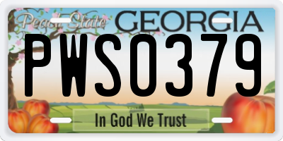GA license plate PWS0379