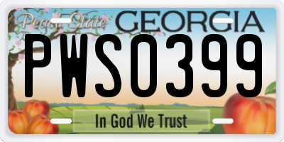 GA license plate PWS0399