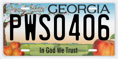 GA license plate PWS0406