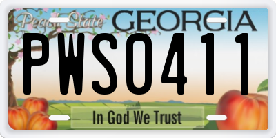 GA license plate PWS0411