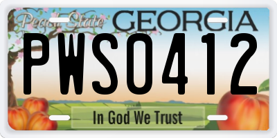 GA license plate PWS0412