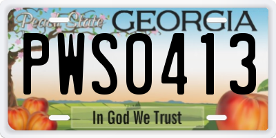 GA license plate PWS0413