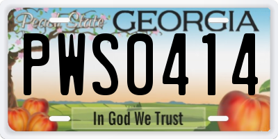 GA license plate PWS0414